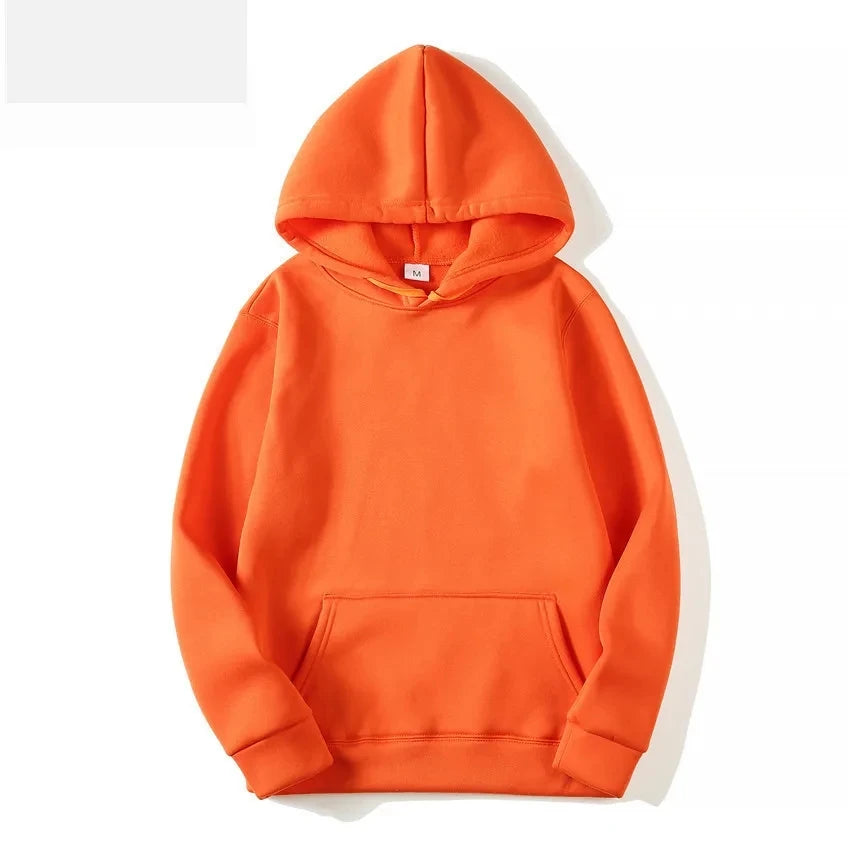 2025 unisex hooded sweatshirt men's solid color sweatshirt men's and women's long sleeved plug-in pocket pullover