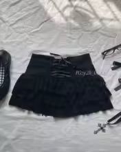 Y2K Short Skirts Women Hip Hop Punk Skull Printed Bow Skirts Streetwear Graphic EMO Girl Summer Gothic Vintage Retro Sexy Skirts