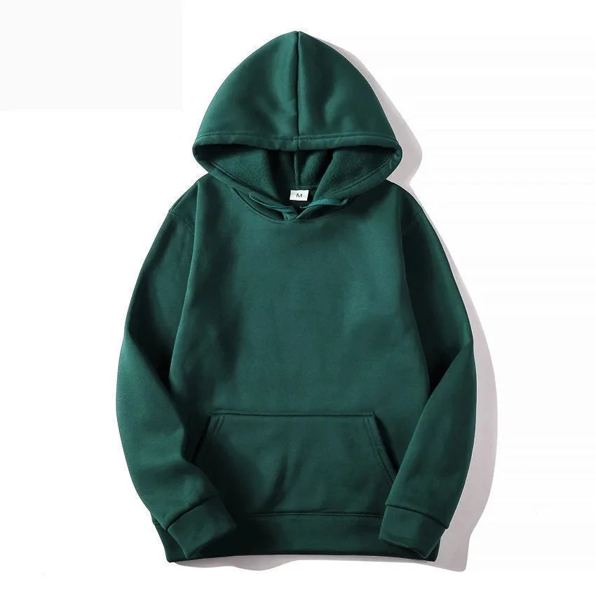 2025 unisex hooded sweatshirt men's solid color sweatshirt men's and women's long sleeved plug-in pocket pullover
