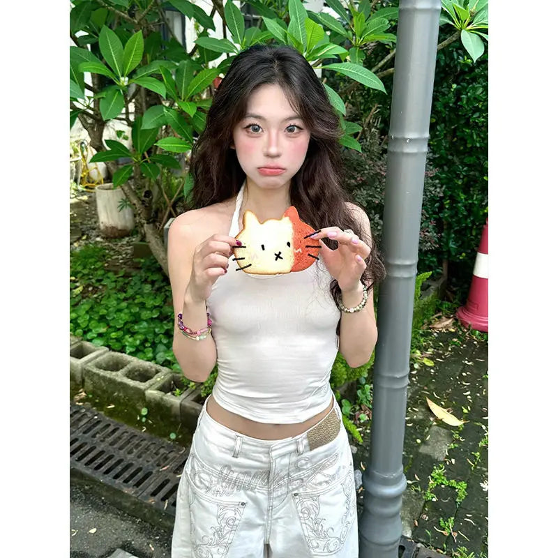 Y2k Retro Pocket Embroidered Jeans Denim Pants Harajuku High Waisted Wide Leg Jeans Casual High Street Women Clothing