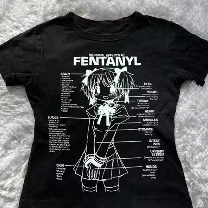 Y2k Women Clothing Female Star Girl Print Graphic Tees Y2k Top Women's Cropped Woman T-shirts 2000s Tops Kpop Gothic Goth Crop