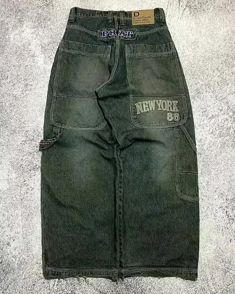 American Fashion Hip Hop Joker Oversized Jeans Women Street Y2K New Clearance Spot Hot Mopping Wide-leg Pants Unisex Loose Jeans