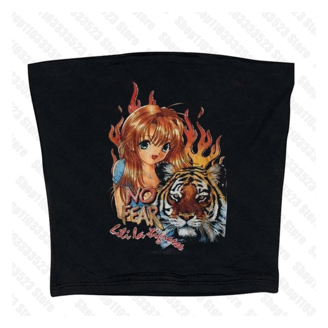 90s Aesthetic Emo Punk Baby Tank Tops Y2K Streetwear Gothic Harajuku Letter Graphic Print T-shirt Crop Top Harajuku Kawaii Vest
