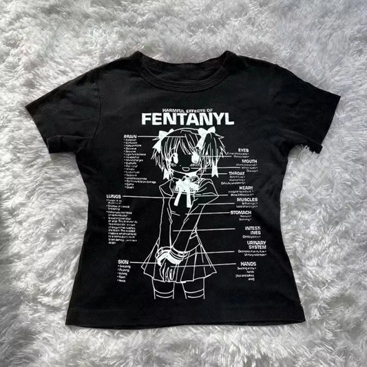 Y2k Women Clothing Female Star Girl Print Graphic Tees Y2k Top Women's Cropped Woman T-shirts 2000s Tops Kpop Gothic Goth Crop
