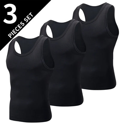 1/3 Piece Men's Four Seasons Black And White Classic Color Basic Vest Plus Size Youth Sports And Leisure Running Joker Bottoming