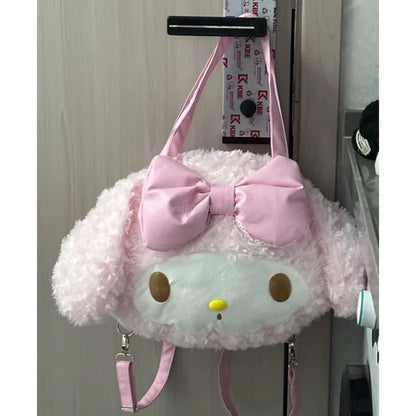 2024 Sanrio My Melody Tote Bag Sweet Kawaii Girl Shoulder Bag Cartoon Cute Plush Student Backpack Pink Large Capacity Handbag