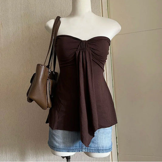Y2k solid color vest striped tie high street print punk hot girl hip-hop street wear camisole top Grunge Goth retro camisole top