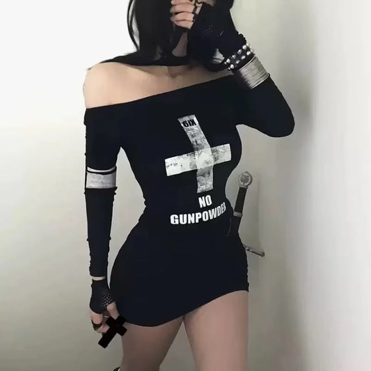 Y2k Women Clothes T Shirts Print  Aesthetics Style Long Sleeve Tees Punk T-shirt Sexy Retro T-shirts Emo-Girl Hip Hop Slim Tops