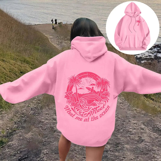 2025Women's Letter Graphics Printed Hoodie Autumn Winter Hoodies Long Sleeved Pockets Pullover Casual Streetwear Sweatshirts