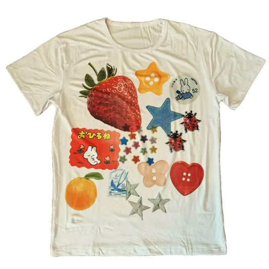 2000s American Gothic Clothes Retro 90s Emo Japanese Y2k Graphic T Shirts Trashy Vintage Harajuku Short Sleeve Slim T-shirt kpop