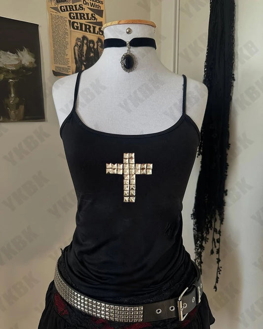 2000s Y2k Tops Woman Clothes Vintage Women's Corset Emo Summer Aesthetic Women's Blouses Harajuku With RhinestoneCrop Top