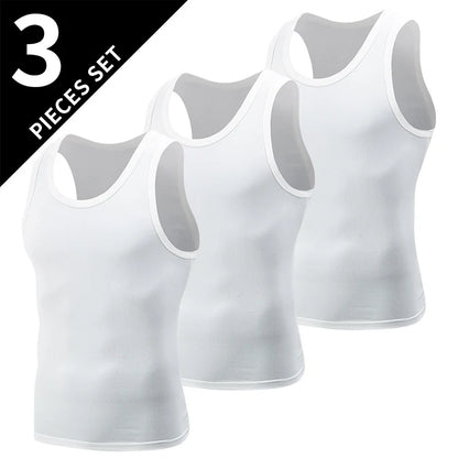 1/3 Piece Men's Four Seasons Black And White Classic Color Basic Vest Plus Size Youth Sports And Leisure Running Joker Bottoming