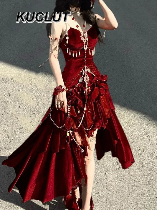 2025 New Summer Sweet and Cute Halter Dress Y2k Lolita Style Solid Color Elegant Sexy Spaghetti Strap Dresses for Women