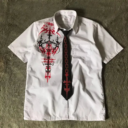 2025 New White Long sleeves Shirt Affliction Retro T Shirt Harajuku Men Skull Holy Writ Stripe Printing Tee Fashion Gothic Tops